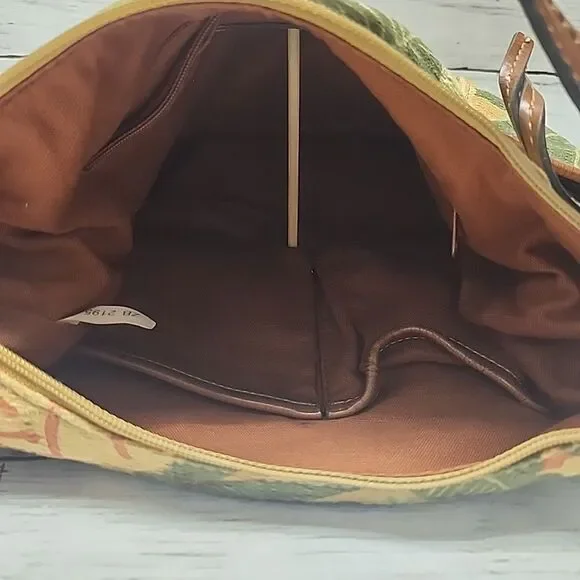 Vintage Fossil Flower Boho Medium Satchel Handbag Purse Shoulder Bag ZB 2195 - Picture 9 of 10